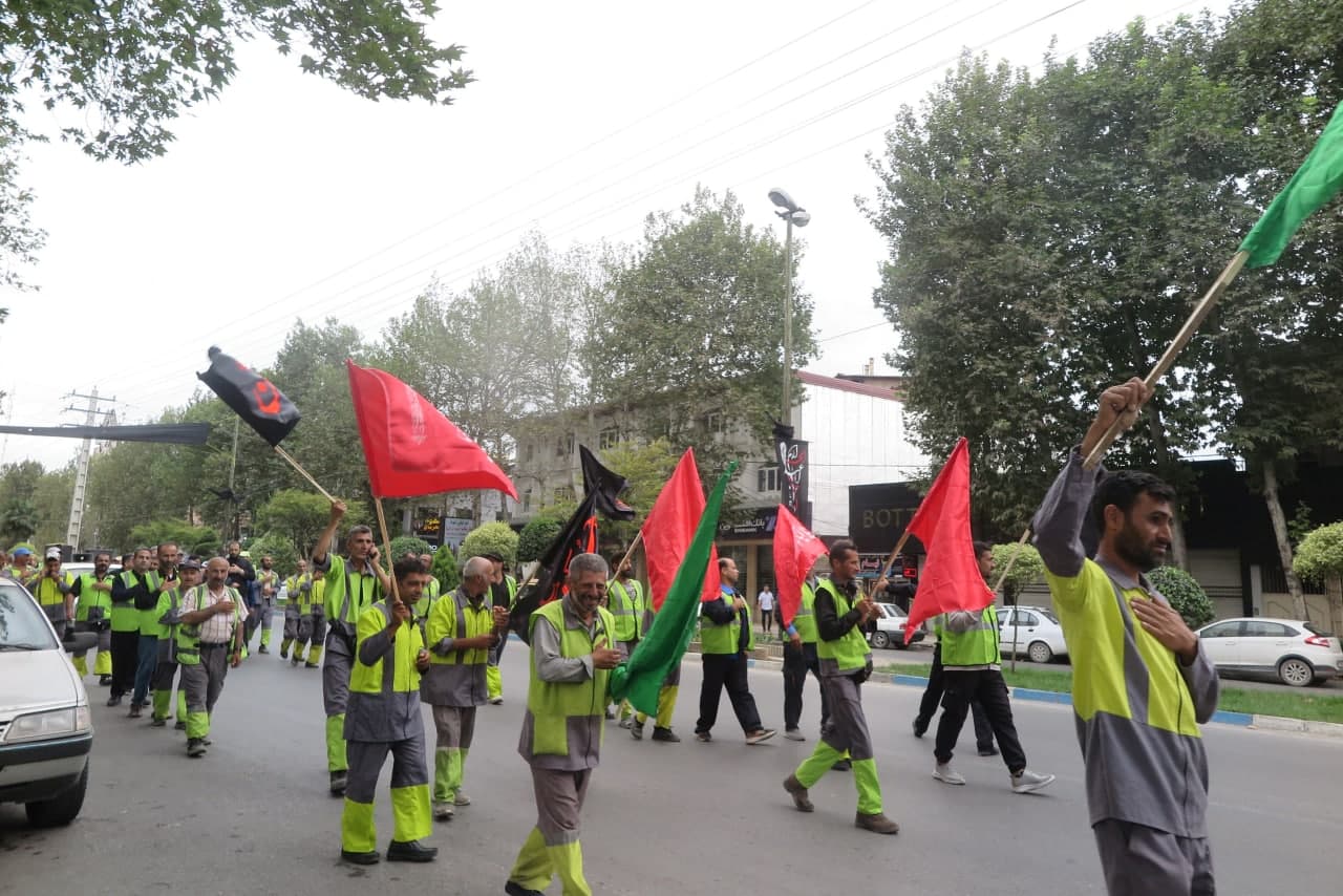 برگزاری دسته عزاداری باشکوه پاکبانان سازمان مدیریت پسماند شهرداری آمل